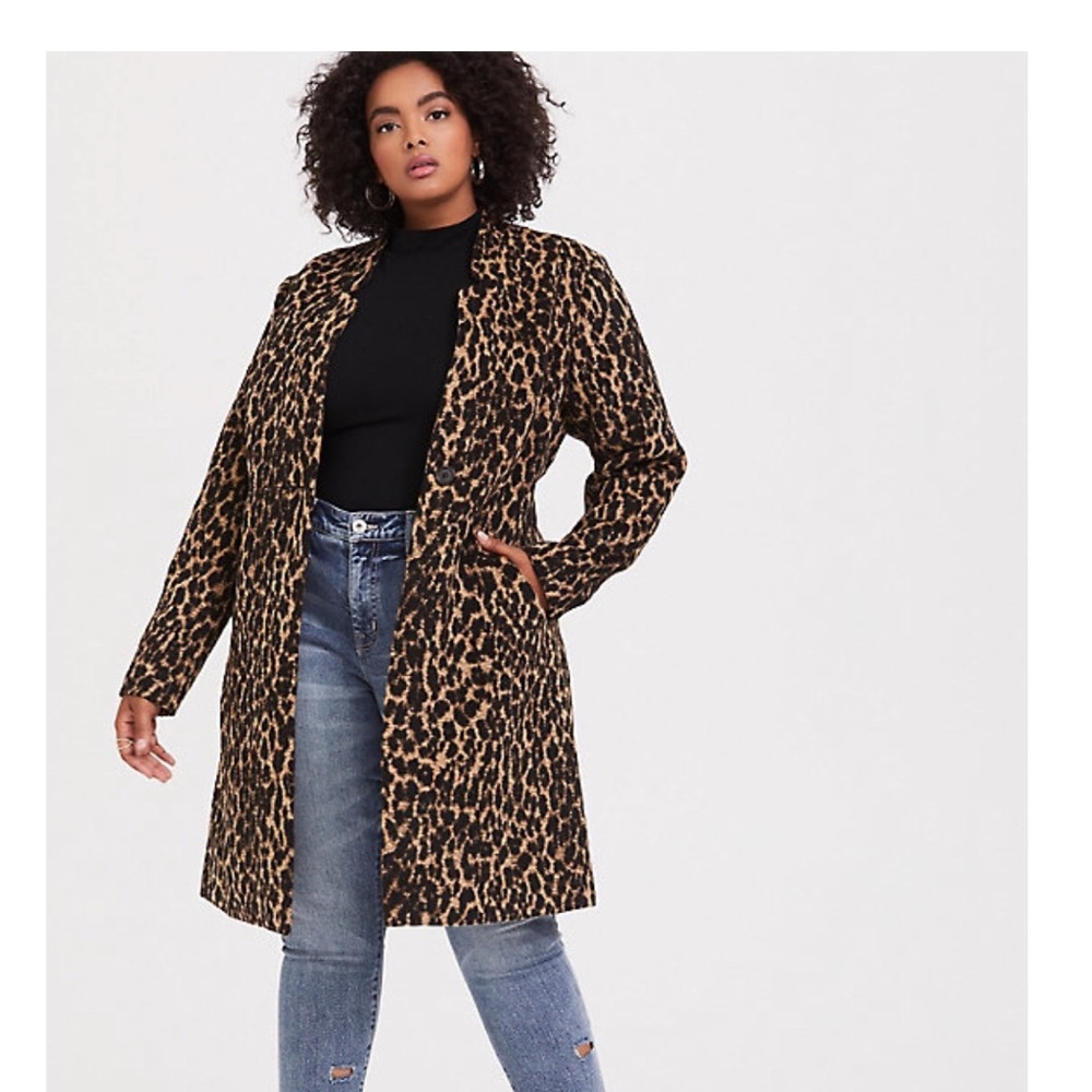Torrid size 2 (18/20) leopard wool blend coat NWT